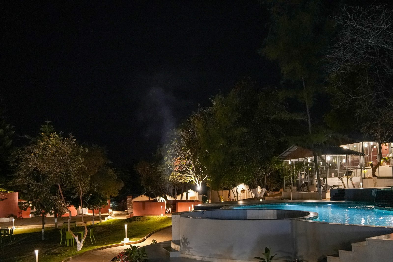 The swimming pool at night